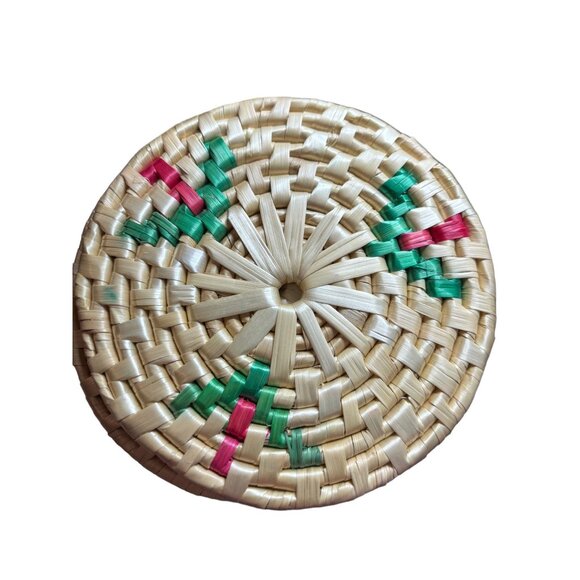 Vintage Set of 6 Seagrass / Straw Coasters / Trivets 5.5" Diameter Boho - Picture 8 of 15